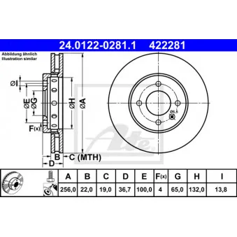 Jeu de 2 disques de frein avant ATE 24.0122-0281.1