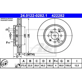 Jeu de 2 disques de frein avant ATE 24.0122-0282.1