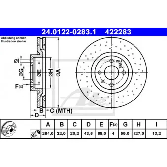 Jeu de 2 disques de frein avant ATE 24.0122-0283.1
