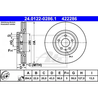 Jeu de 2 disques de frein avant ATE 24.0122-0286.1