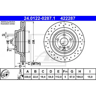 Jeu de 2 disques de frein arrière ATE 24.0122-0287.1