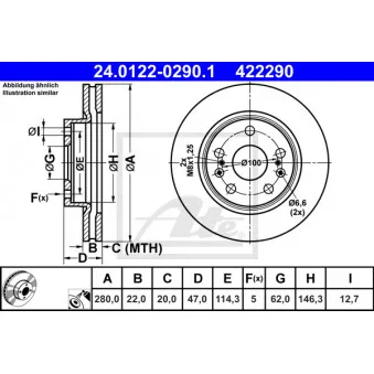 Jeu de 2 disques de frein avant ATE 24.0122-0290.1