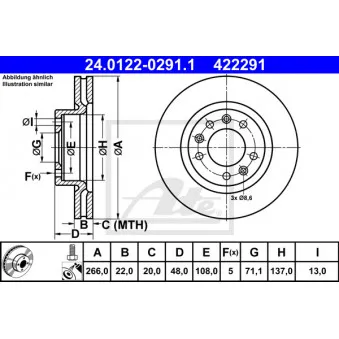 Jeu de 2 disques de frein avant ATE 24.0122-0291.1