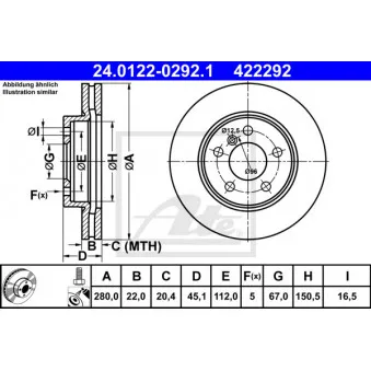 Jeu de 2 disques de frein avant ATE 24.0122-0292.1