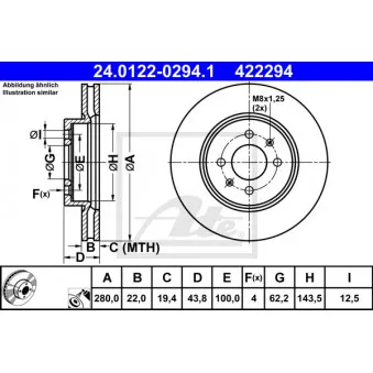 Jeu de 2 disques de frein avant ATE 24.0122-0294.1