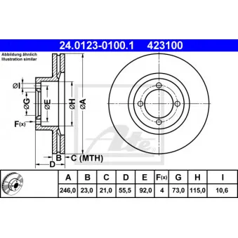 Jeu de 2 disques de frein avant ATE 24.0123-0100.1