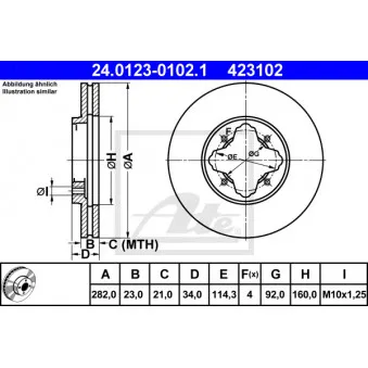 Jeu de 2 disques de frein avant ATE 24.0123-0102.1