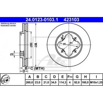 Jeu de 2 disques de frein avant ATE 24.0123-0103.1
