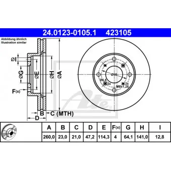 Jeu de 2 disques de frein avant ATE 24.0123-0105.1