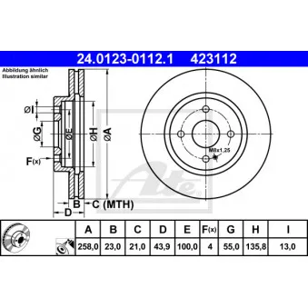 Jeu de 2 disques de frein avant ATE 24.0123-0112.1