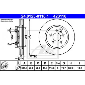 Jeu de 2 disques de frein arrière ATE 24.0123-0116.1