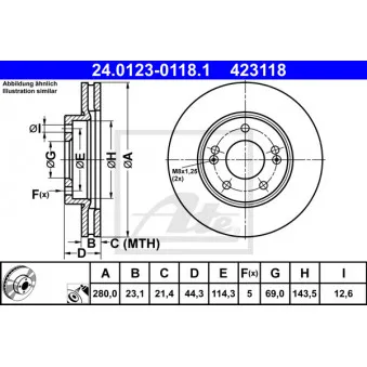Jeu de 2 disques de frein avant ATE 24.0123-0118.1