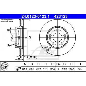 Jeu de 2 disques de frein avant ATE 24.0123-0123.1