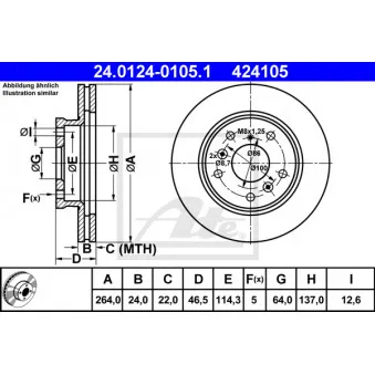 Jeu de 2 disques de frein avant ATE 24.0124-0105.1