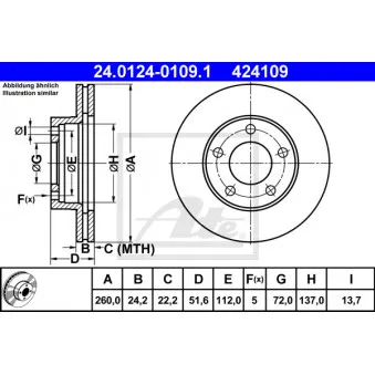Jeu de 2 disques de frein avant ATE 24.0124-0109.1