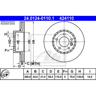 Jeu de 2 disques de frein avant ATE 24.0124-0110.1