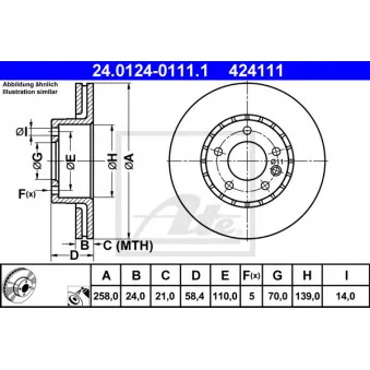 Jeu de 2 disques de frein avant ATE 24.0124-0111.1