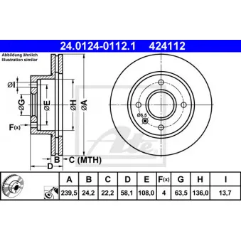 Jeu de 2 disques de frein avant ATE 24.0124-0112.1