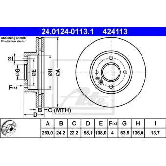 Jeu de 2 disques de frein avant ATE 24.0124-0113.1