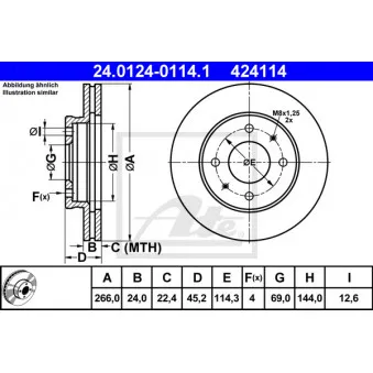 Jeu de 2 disques de frein avant ATE 24.0124-0114.1