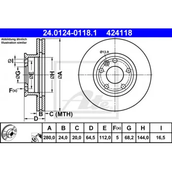 Jeu de 2 disques de frein avant ATE 24.0124-0118.1