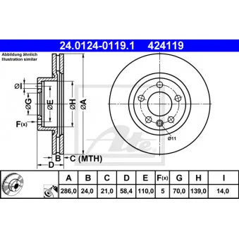 Jeu de 2 disques de frein avant ATE 24.0124-0119.1