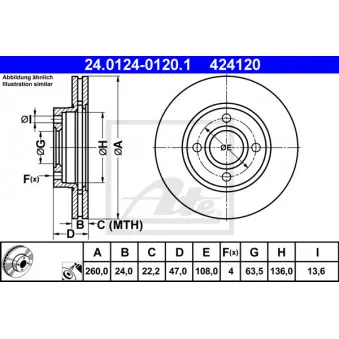Jeu de 2 disques de frein avant ATE 24.0124-0120.1