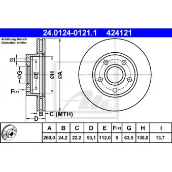 Jeu de 2 disques de frein avant ATE 24.0124-0121.1