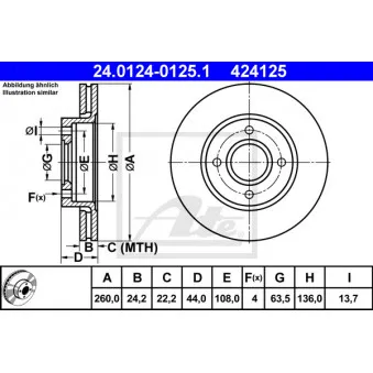 Jeu de 2 disques de frein avant ATE 24.0124-0125.1