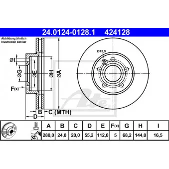 Jeu de 2 disques de frein avant ATE 24.0124-0128.1