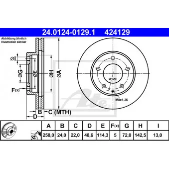 Jeu de 2 disques de frein avant ATE 24.0124-0129.1