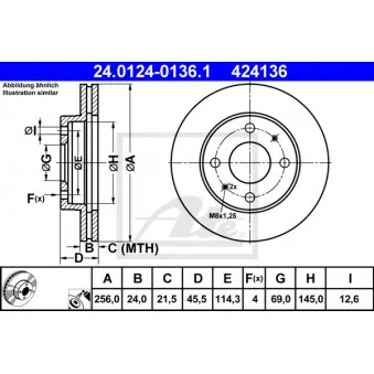 Jeu de 2 disques de frein avant ATE 24.0124-0136.1