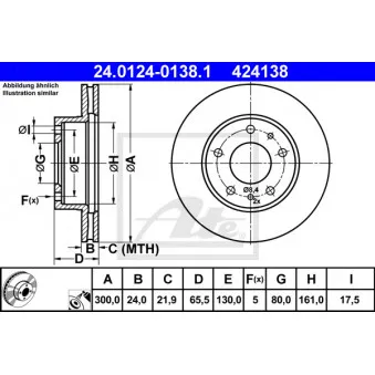 Jeu de 2 disques de frein avant ATE 24.0124-0138.1