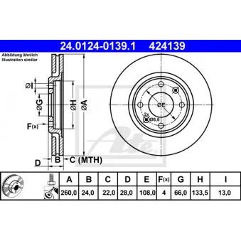 Jeu de 2 disques de frein avant ATE 24.0124-0139.1