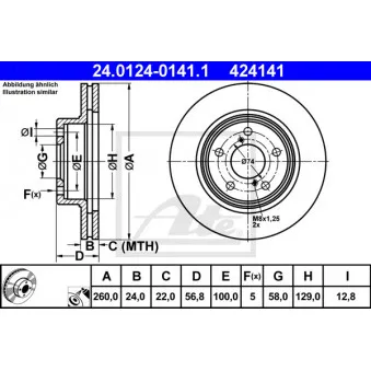 Jeu de 2 disques de frein avant ATE 24.0124-0141.1