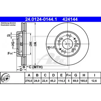 Jeu de 2 disques de frein avant ATE 24.0124-0144.1