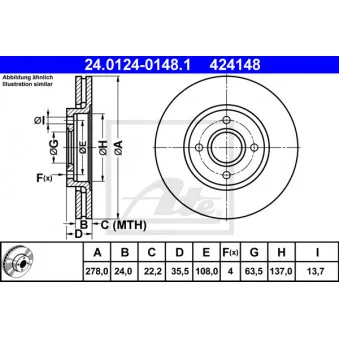 Jeu de 2 disques de frein avant ATE 24.0124-0148.1