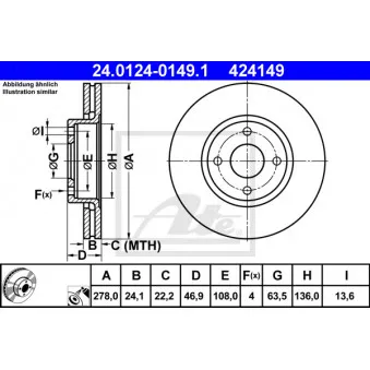 Jeu de 2 disques de frein avant ATE 24.0124-0149.1