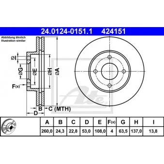 Jeu de 2 disques de frein avant ATE 24.0124-0151.1