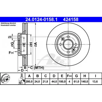 Jeu de 2 disques de frein avant ATE 24.0124-0158.1