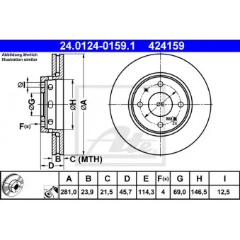 Jeu de 2 disques de frein avant ATE 24.0124-0159.1