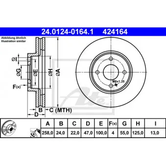 Jeu de 2 disques de frein avant ATE 24.0124-0164.1