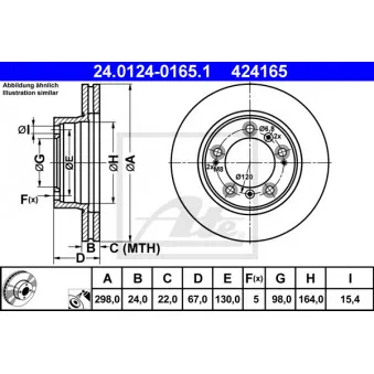 Jeu de 2 disques de frein avant ATE 24.0124-0165.1