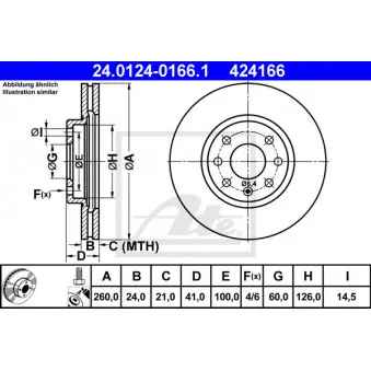 Jeu de 2 disques de frein avant ATE 24.0124-0166.1