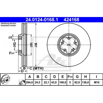 Jeu de 2 disques de frein avant ATE 24.0124-0168.1
