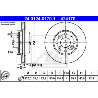 Jeu de 2 disques de frein avant ATE 24.0124-0170.1