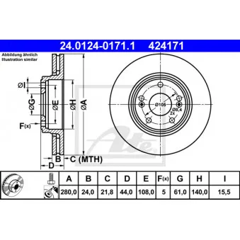 Jeu de 2 disques de frein avant ATE 24.0124-0171.1