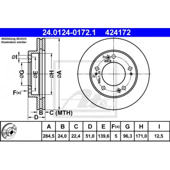 Jeu de 2 disques de frein avant ATE 24.0124-0172.1