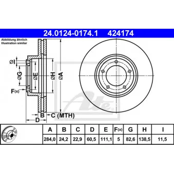 Jeu de 2 disques de frein avant ATE 24.0124-0174.1
