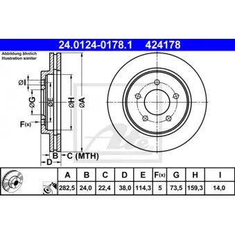 Jeu de 2 disques de frein avant ATE 24.0124-0178.1